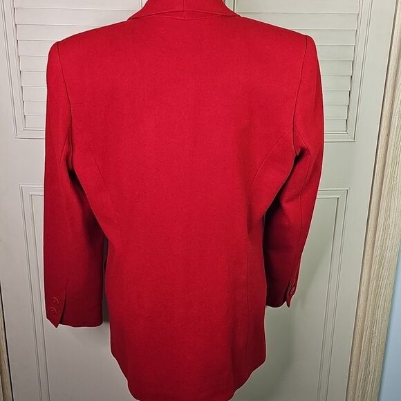 Blazer Wool By Norton McNaughton Red Fully Lined No Size Tag Fits Like A Size 12 - Picture 3 of 8